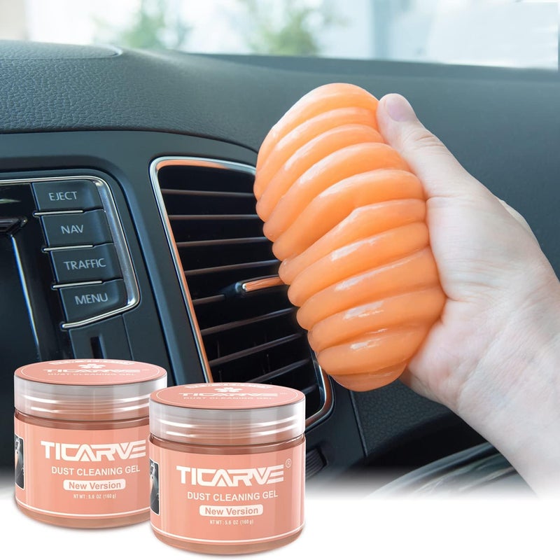 TICARVE 2Pack New Cleaning Gel Detail Putty Car Gel Auto Detailing Tools Car Interior Cleaner Car Cleaning Slime Car Assecories Keyboard Cleaner Orange (320g/11.2oz) - Image 1